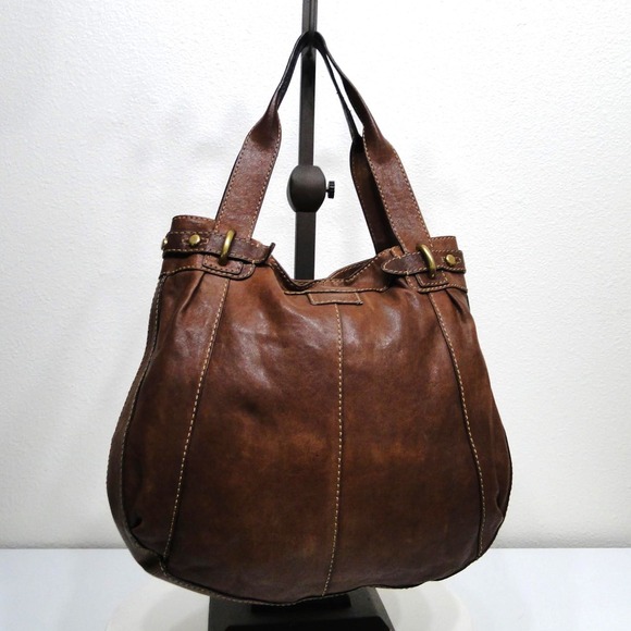 VTG Fossil Classic 75082 Metallic Gold Leather Crescent Hobo Shoulder Bag - View 8