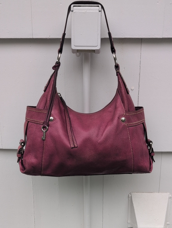 VTG Fossil Classic 75082 Metallic Gold Leather Crescent Hobo Shoulder Bag - View 13
