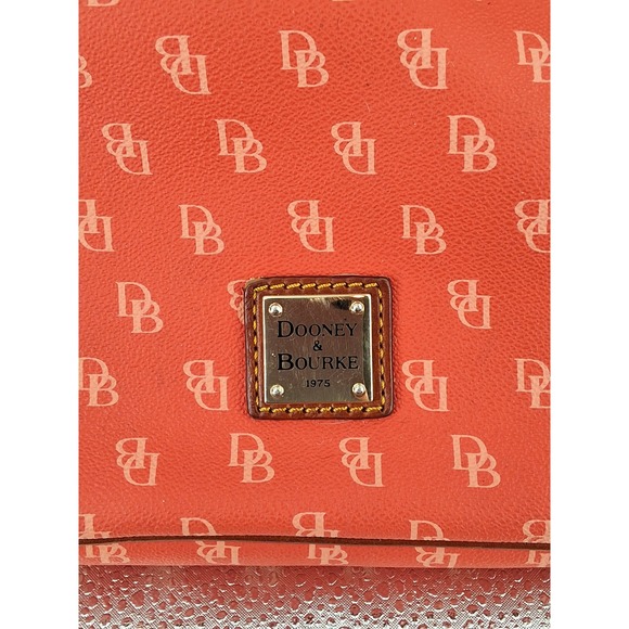 Dooney & Bourke Orange Signature Monogram Crossbody Bag & Wallet Set AS IS