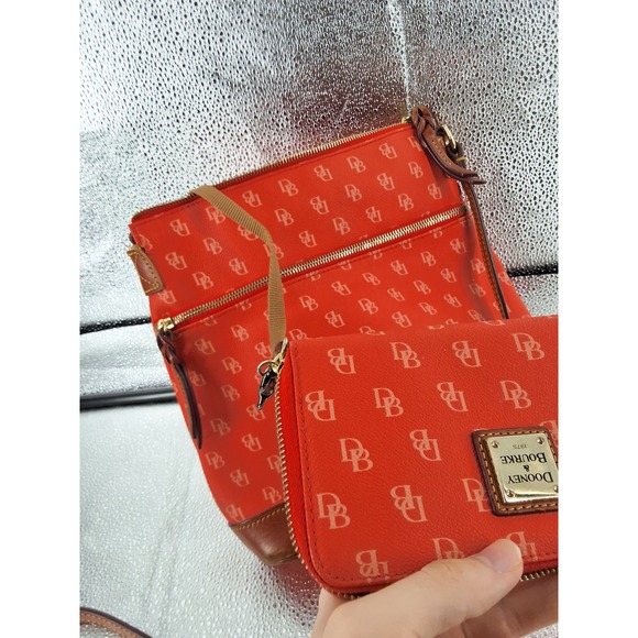 Dooney & Bourke Orange Signature Monogram Crossbody Bag & Wallet Set AS IS - View 6