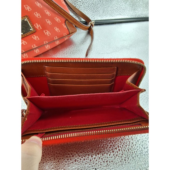 Dooney & Bourke Orange Signature Monogram Crossbody Bag & Wallet Set AS IS - View 7