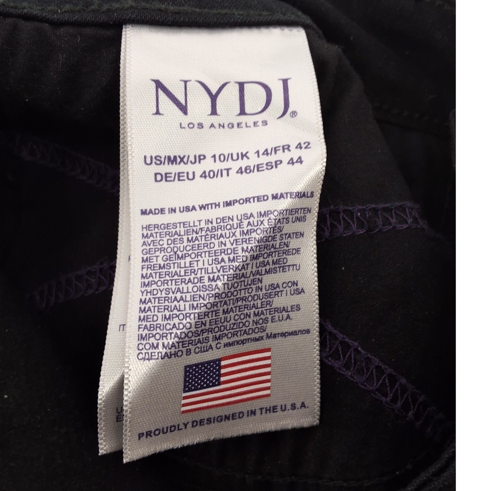 NYDJ Marilyn Straight Jeans Black Embroidered Pockets Lift Tuck Tech Size 10 - View 5