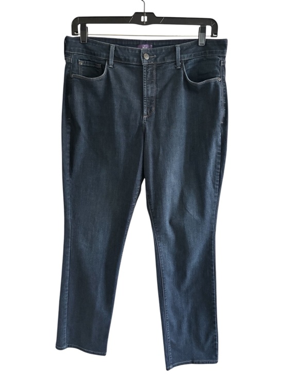 NYDJ Marilyn Straight Jeans Black Embroidered Pockets Lift Tuck Tech Size 10 - View 15