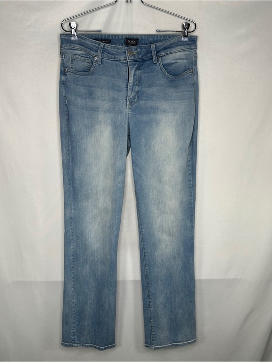NYDJ Marilyn Straight Jeans Black Embroidered Pockets Lift Tuck Tech Size 10 - View 16