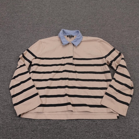 J.Crew Painter Slub Cotton Boatneck Tee White Long Sleeve Top L - View 11