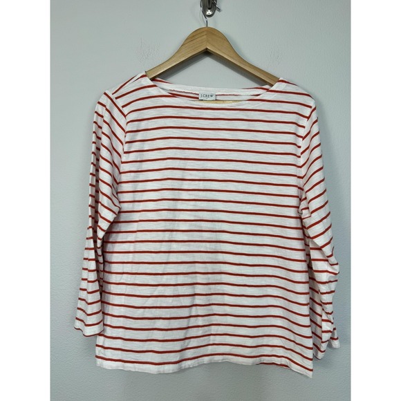 J.Crew Painter Slub Cotton Boatneck Tee White Long Sleeve Top L - View 13