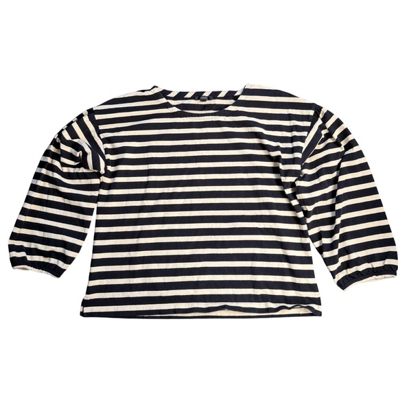 J.Crew Painter Slub Cotton Boatneck Tee White Long Sleeve Top L - View 16