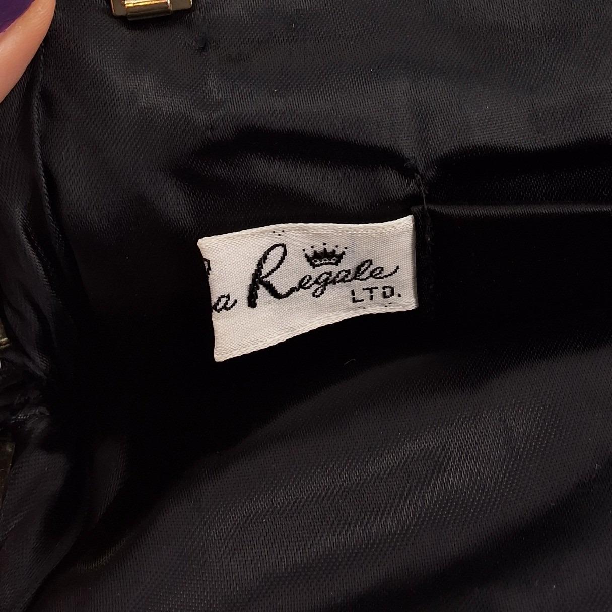 Vintage La Regale Black Satin Evening Bag Kiss Lock Filigree Frame Clutch HK - View 4