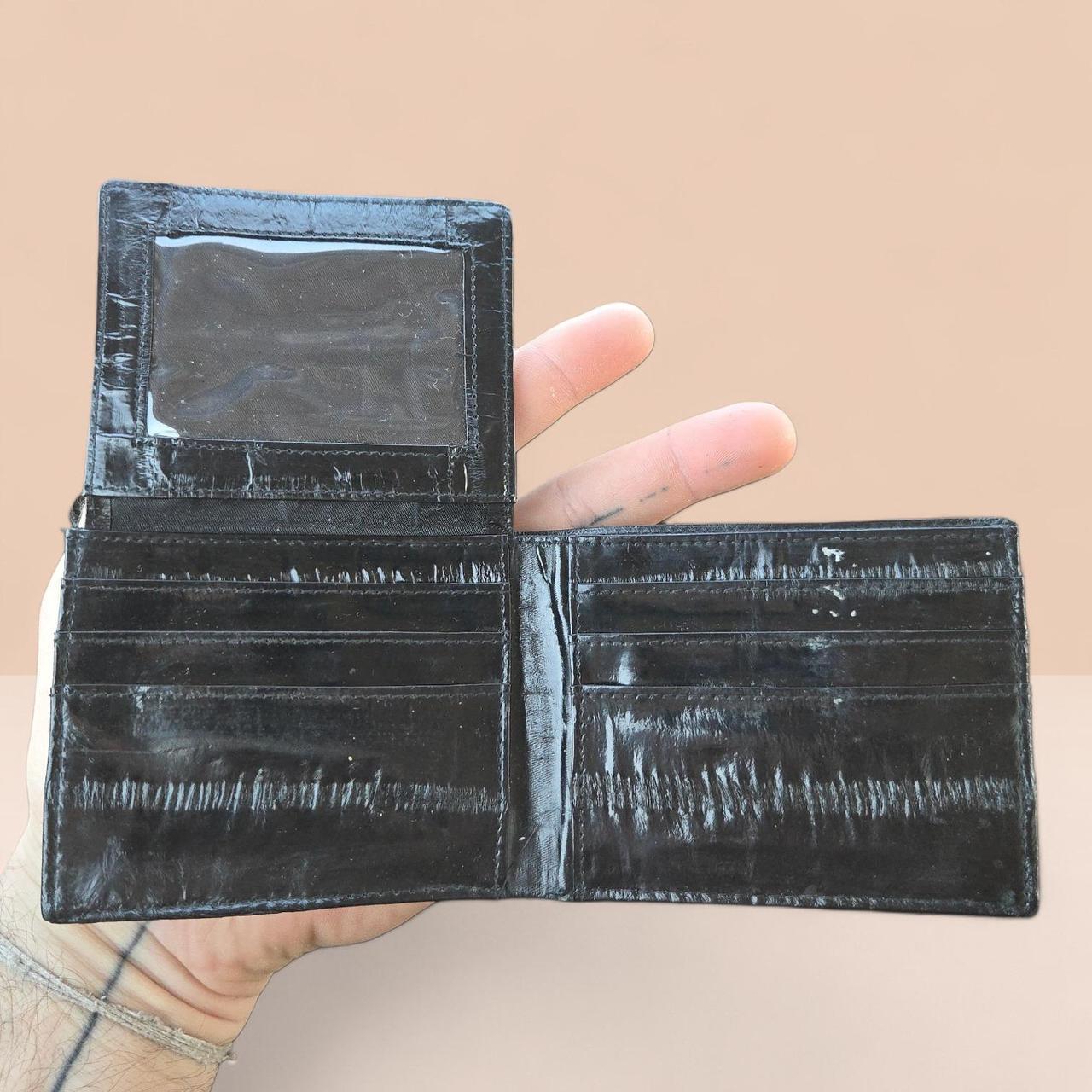 Vintage Black Eel Skin Card Holder Minimalist Slim Wallet Paneled Unisex - View 18