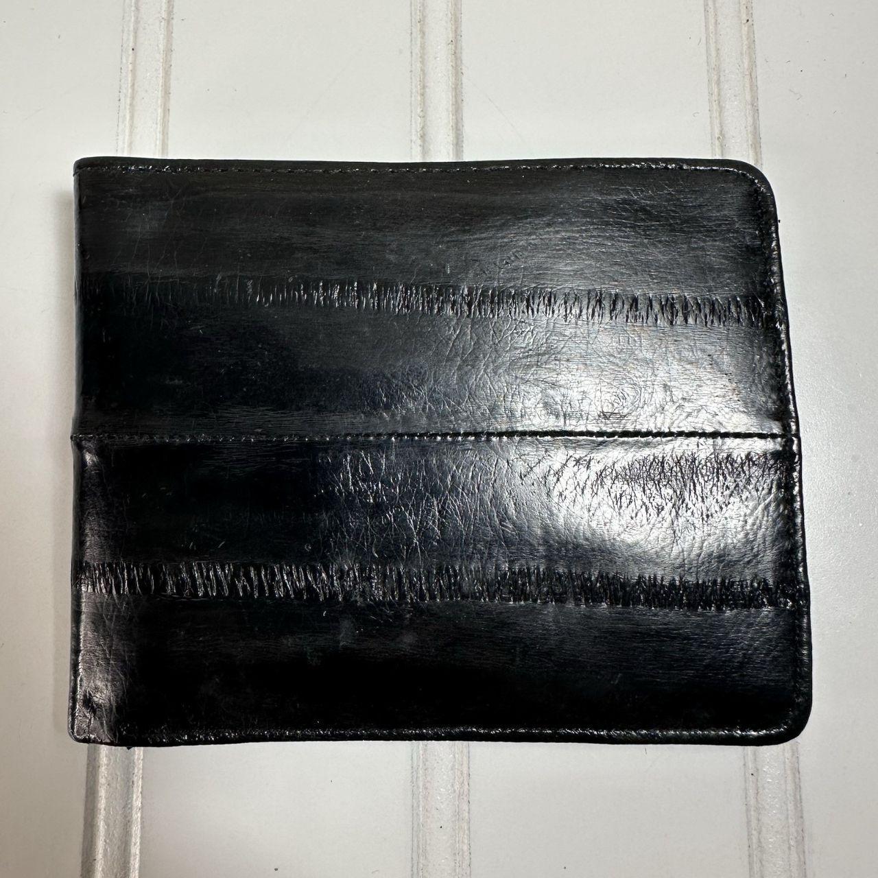 Vintage Black Eel Skin Card Holder Minimalist Slim Wallet Paneled Unisex - View 20