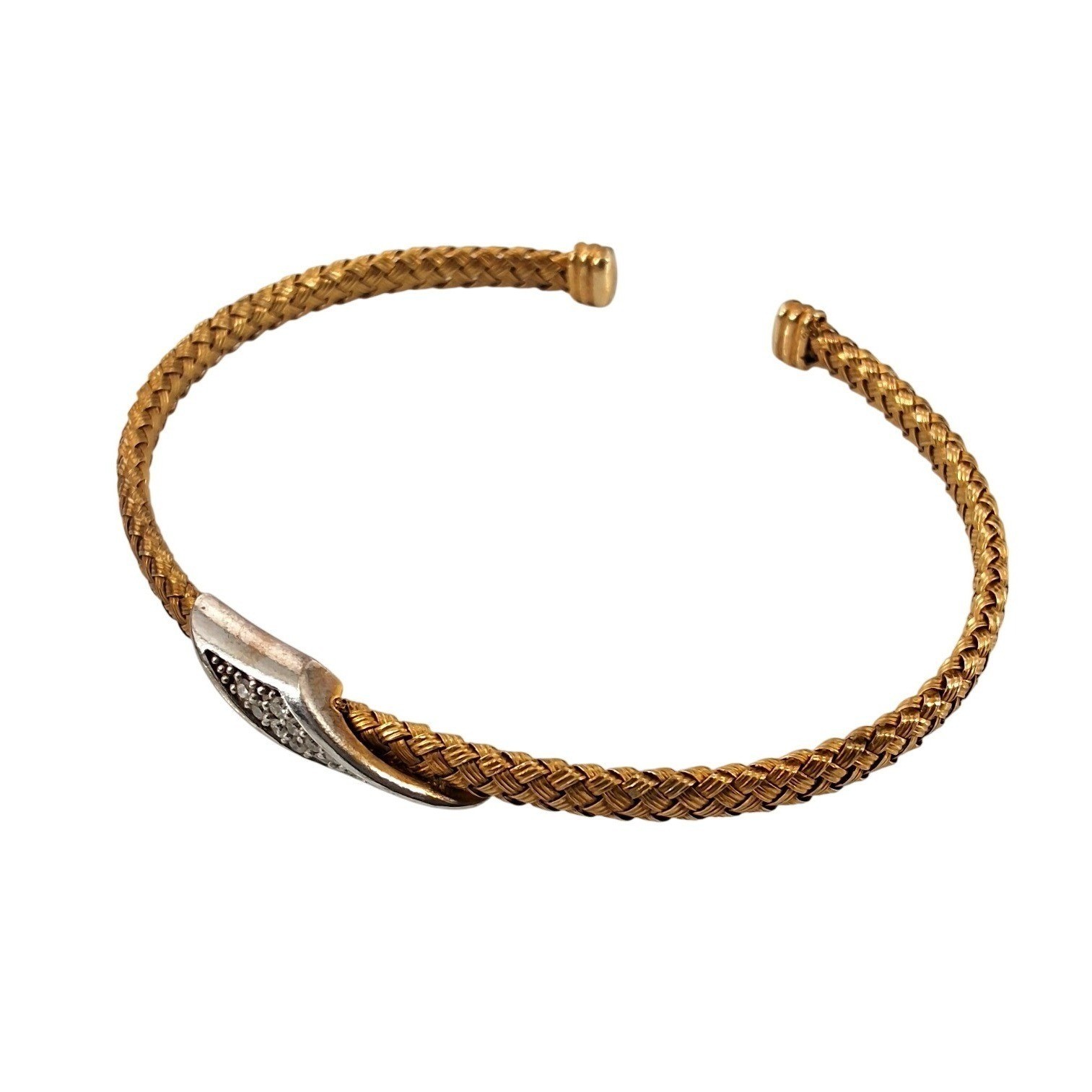 18k Over Silver 0.16 Ct. Tw. Diamond Bangle Bracelet In Gold OS - View 4