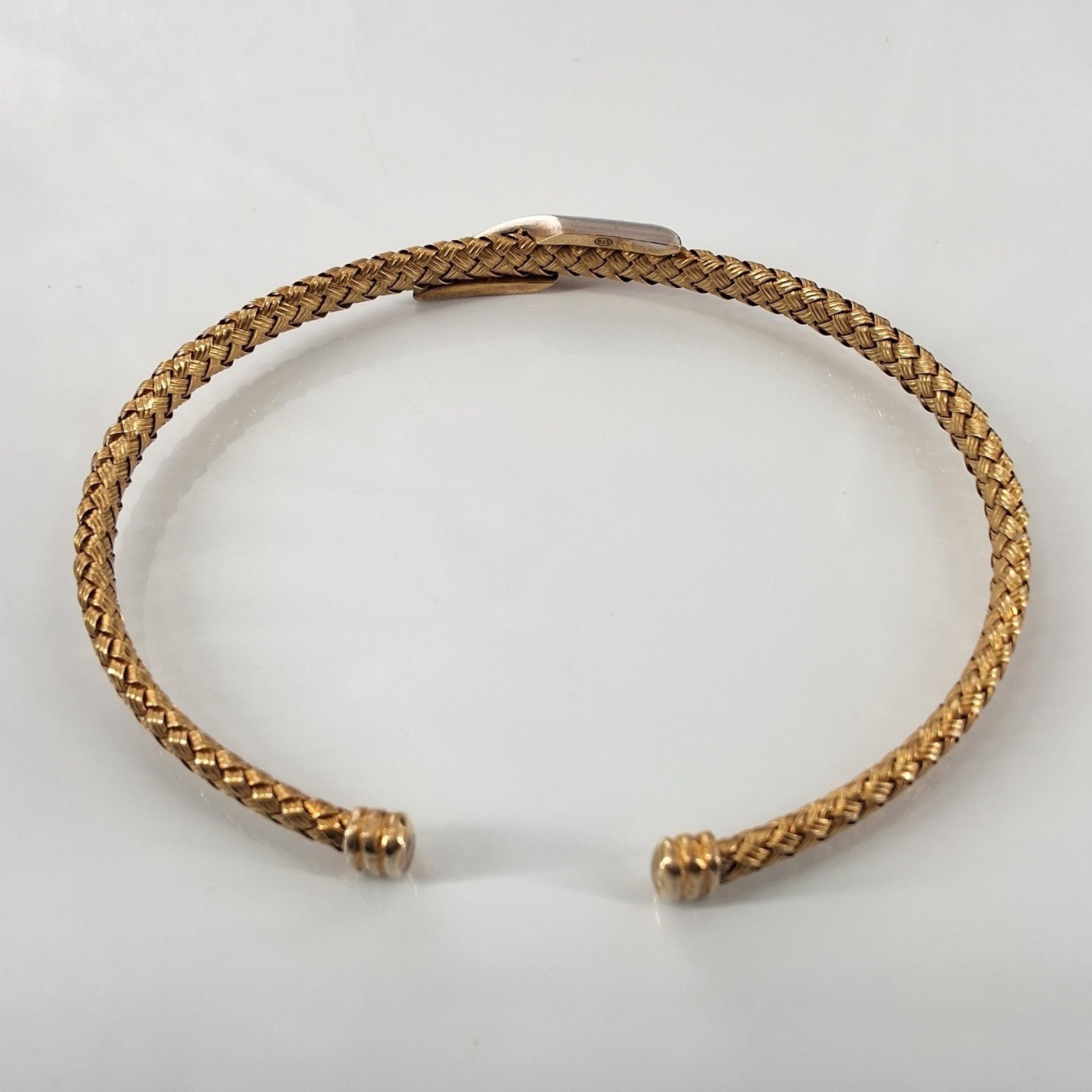 18k Over Silver 0.16 Ct. Tw. Diamond Bangle Bracelet In Gold OS - View 6
