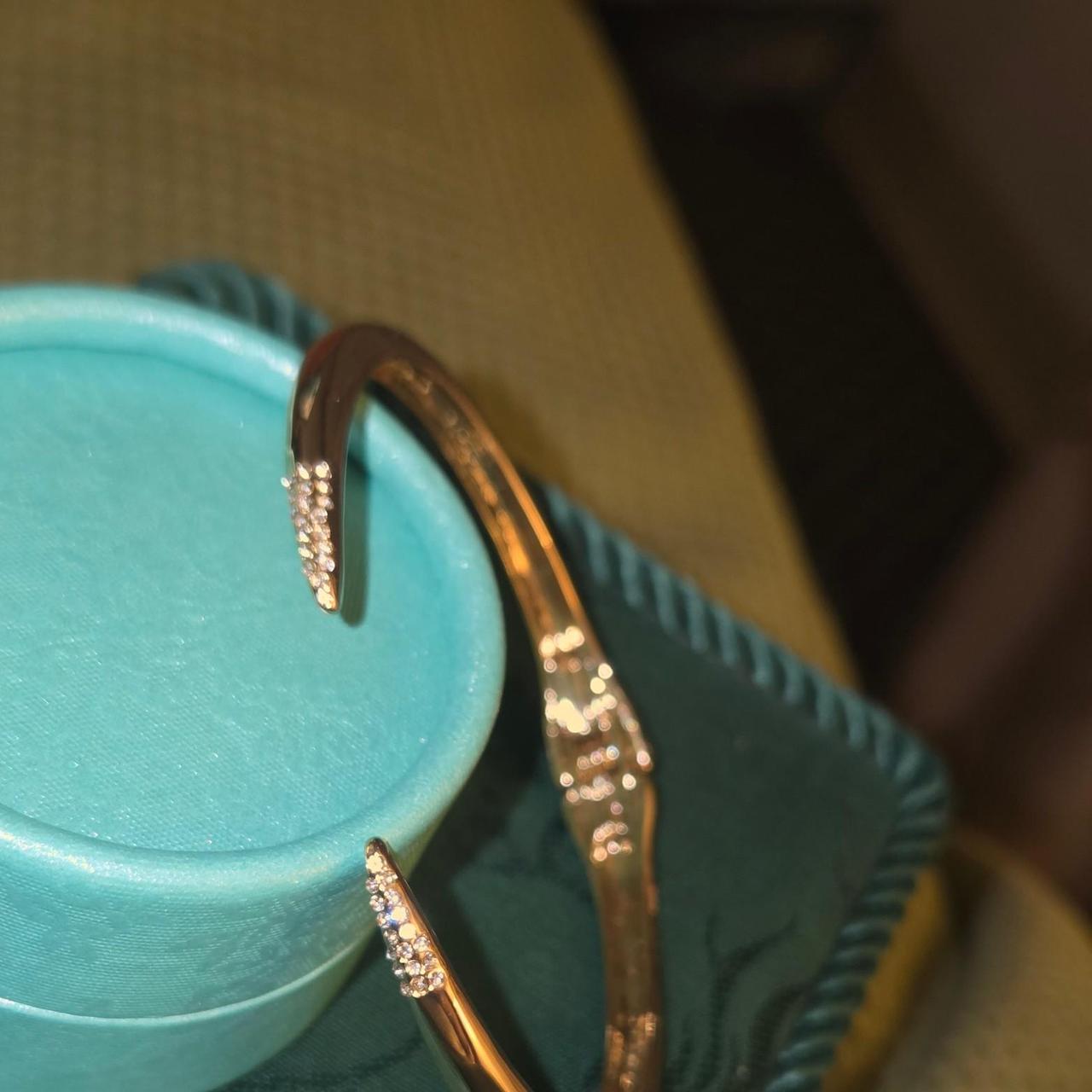 18k Over Silver 0.16 Ct. Tw. Diamond Bangle Bracelet In Gold OS - View 17