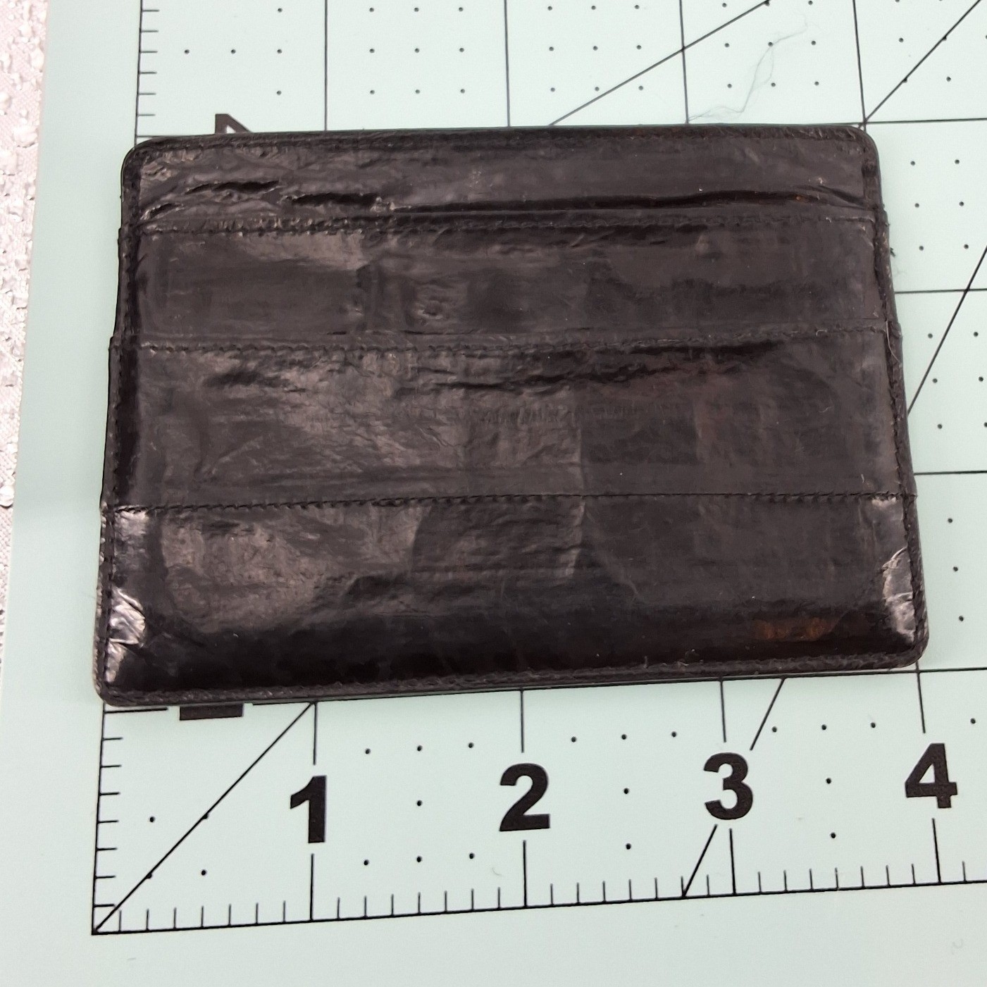 Vintage Black Eel Skin Card Holder Minimalist Slim Wallet Paneled Unisex