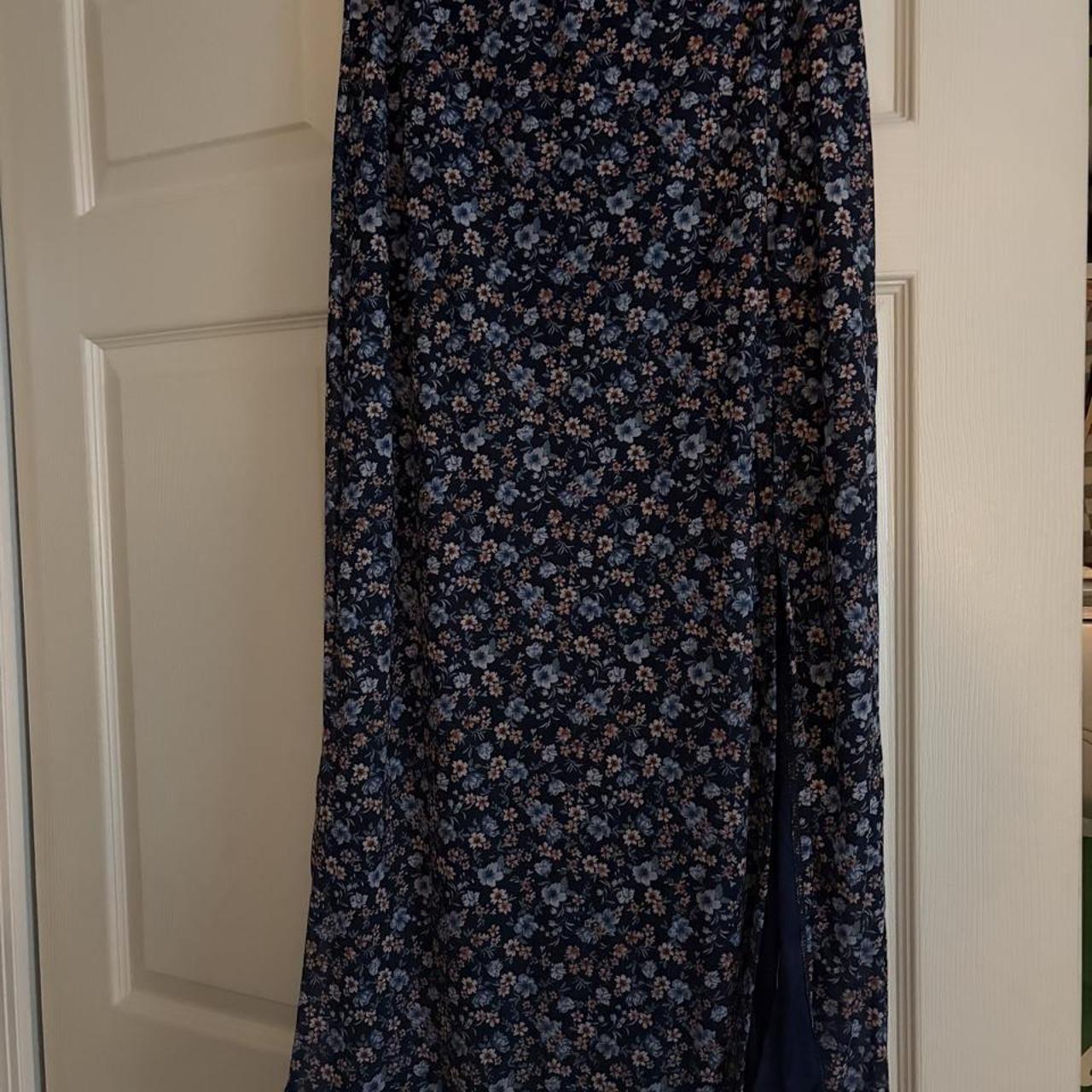 LOFT Outlet Womens XL Navy Blue Elastic Waist High Side Slit Maxi Skirt Casual - View 16