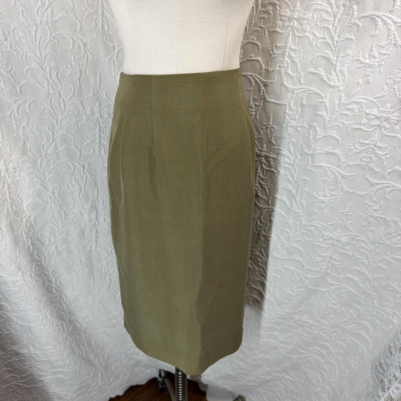 Spiegel Women 12 Dark Gray 100% Silk Paneled A-Line Midi Skirt Lined D7354 - View 9