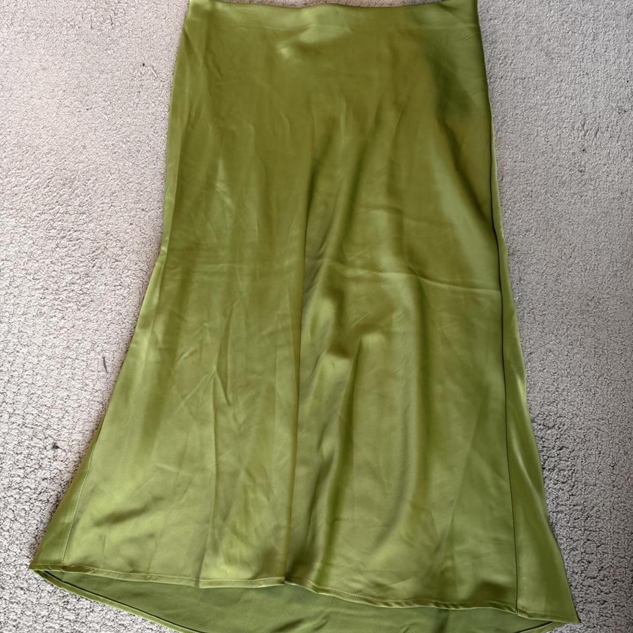 Spiegel Women 12 Dark Gray 100% Silk Paneled A-Line Midi Skirt Lined D7354 - View 11