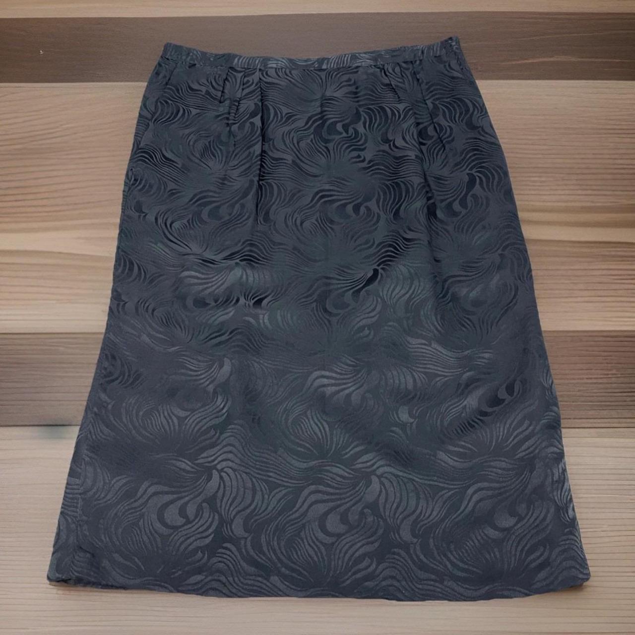 Spiegel Women 12 Dark Gray 100% Silk Paneled A-Line Midi Skirt Lined D7354 - View 12