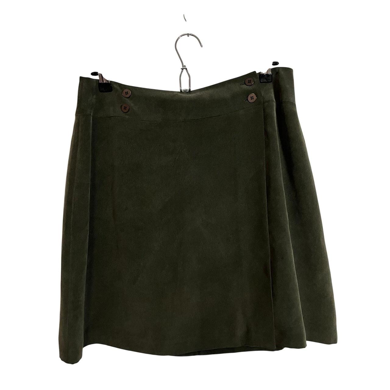 Spiegel Women 12 Dark Gray 100% Silk Paneled A-Line Midi Skirt Lined D7354 - View 17