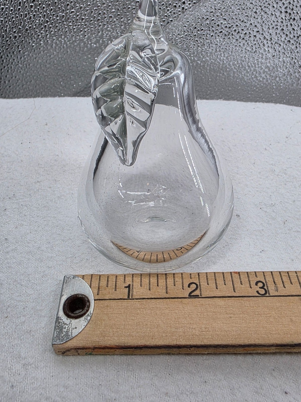 Princess House Blown Glass Pear Figurine Paperweight 3 Inch Clear Fruit‎ Decor - View 4