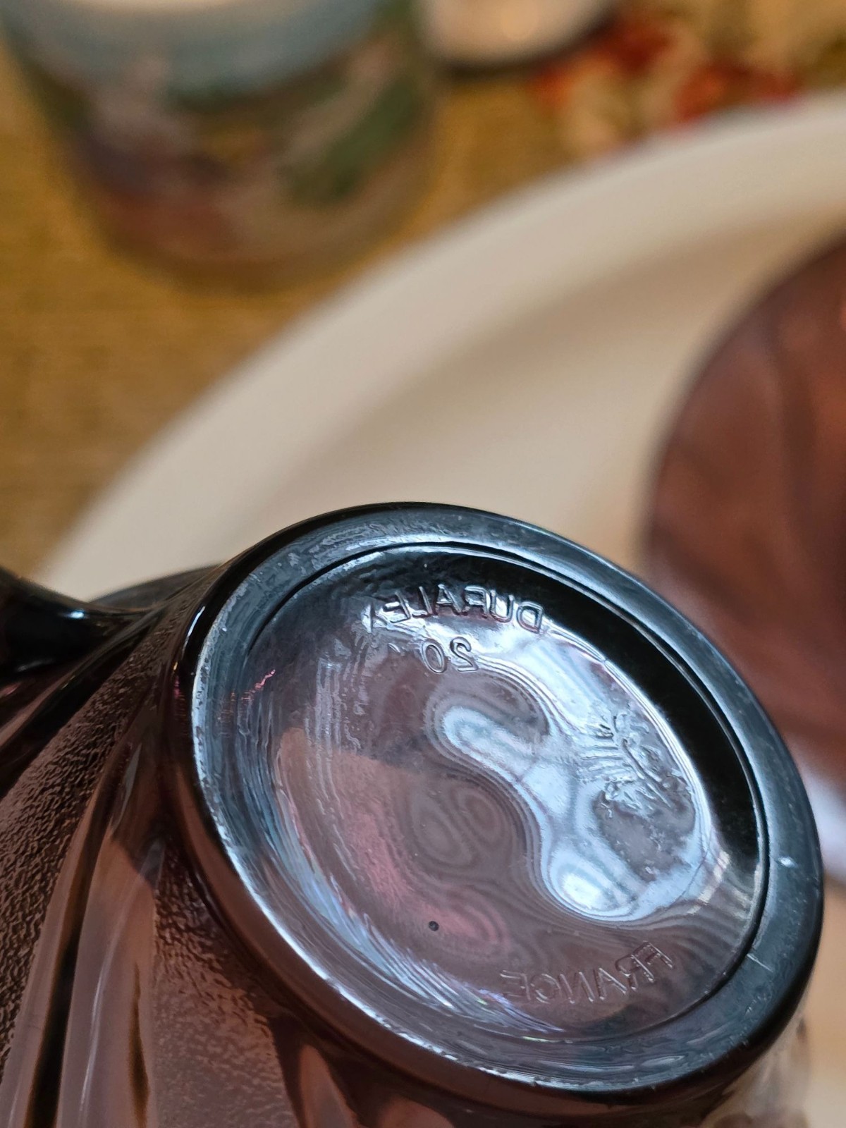Vintage Arcoroc France Swirl Purple Glass Coffee Cup‎ & Saucer Set