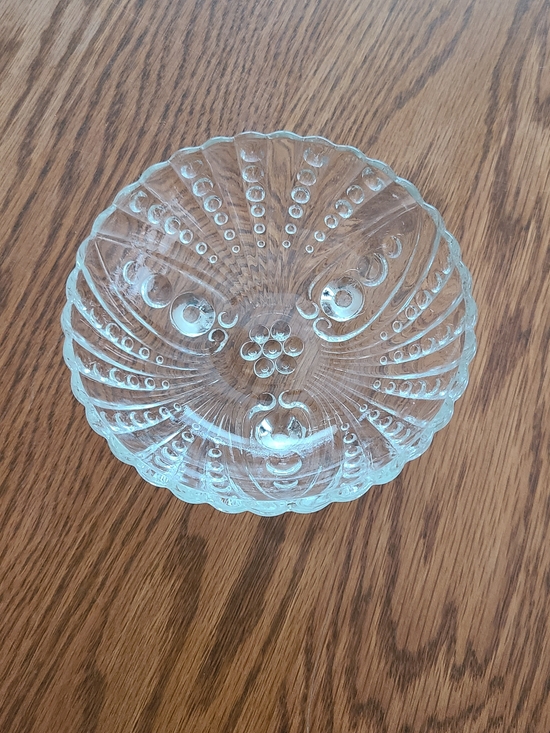 Vintage Anchor Hocking Avocado Green Starburst Ruffled Glass Bowl 4.5" - View 12
