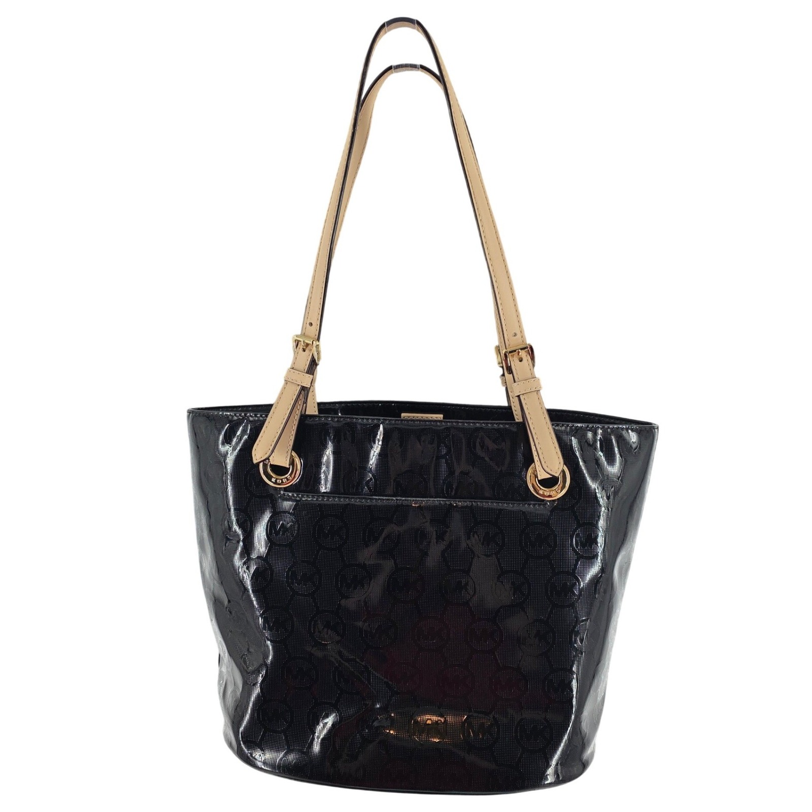 Michael Kors MK Black Patent Leather Tote Shoulder Bag Medium EUC!‎ - View 7