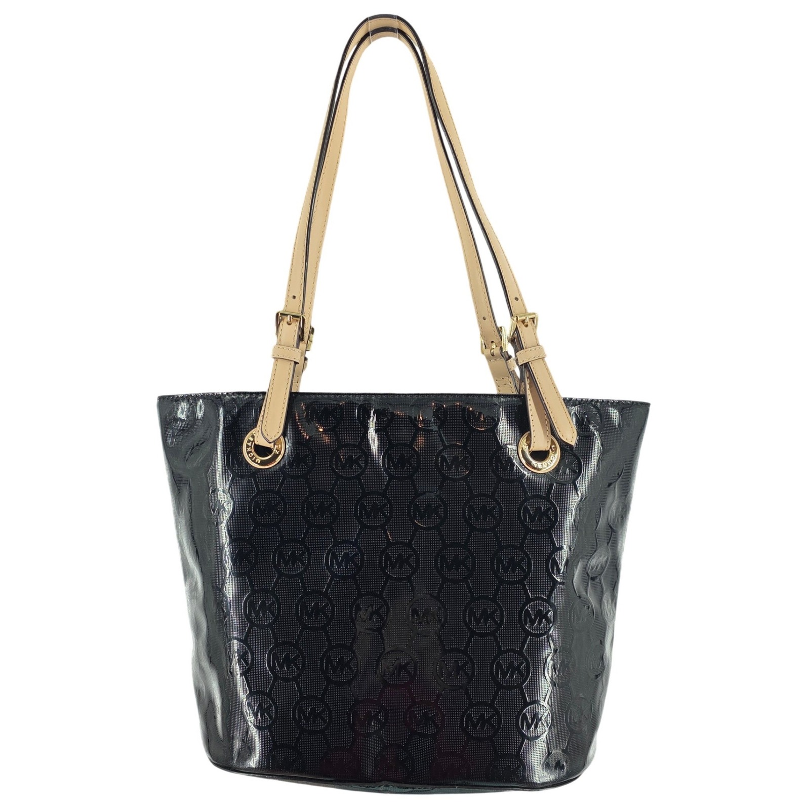 Michael Kors MK Black Patent Leather Tote Shoulder Bag Medium EUC!‎ - View 17