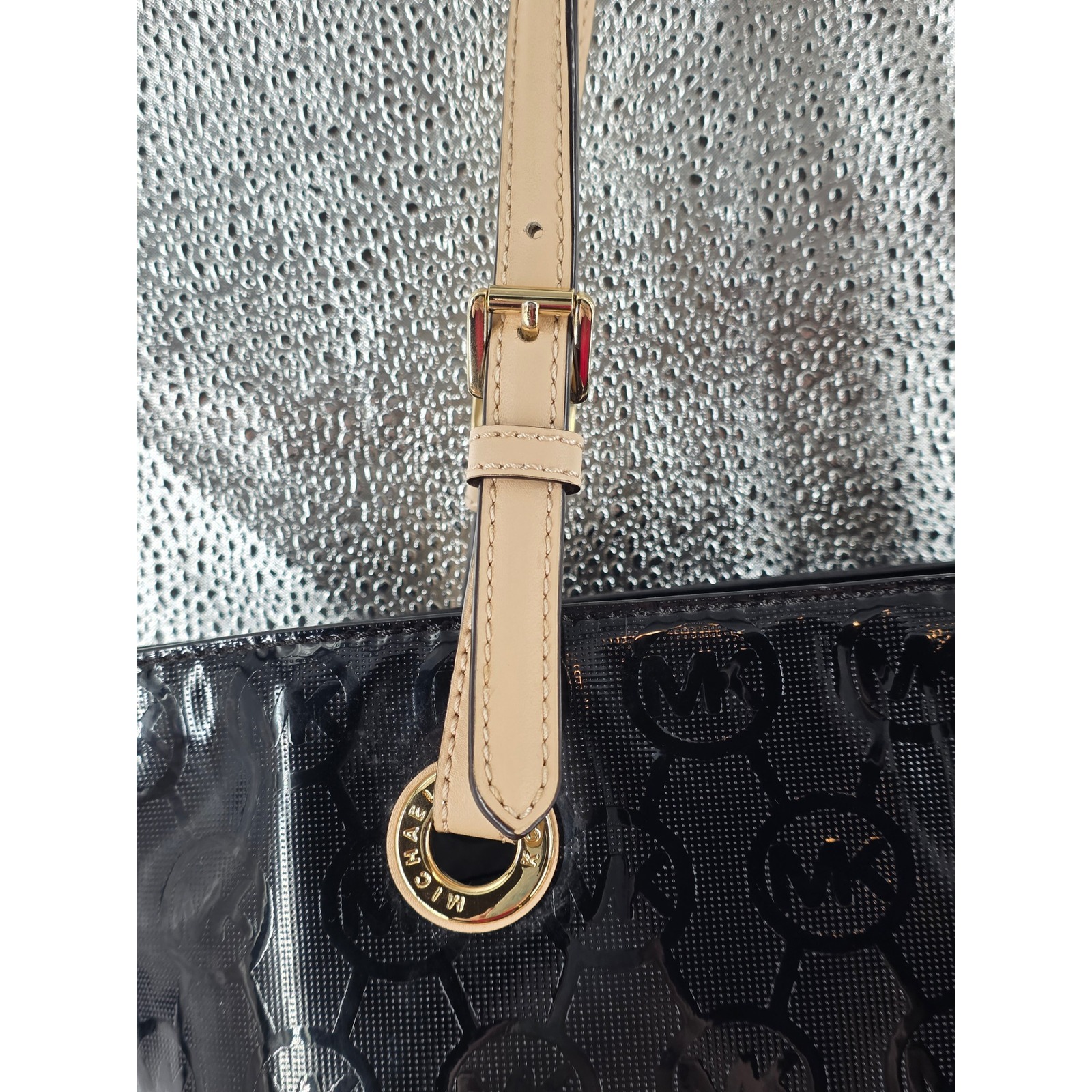 Michael Kors MK Black Patent Leather Tote Shoulder Bag Medium EUC!‎ - View 20