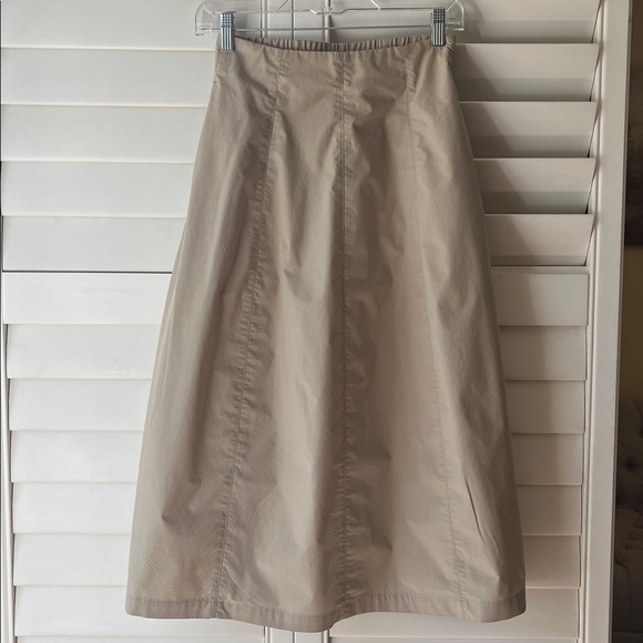 Black Paneled Midi Skirt Satin Trim V-Yoke Pockets Plus Size 56 / 22W Formal - View 15
