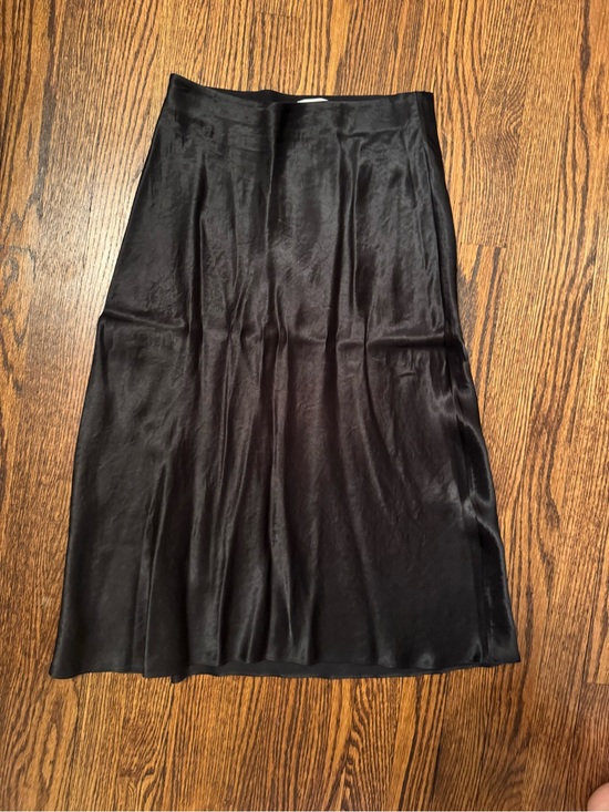 Black Paneled Midi Skirt Satin Trim V-Yoke Pockets Plus Size 56 / 22W Formal - View 20