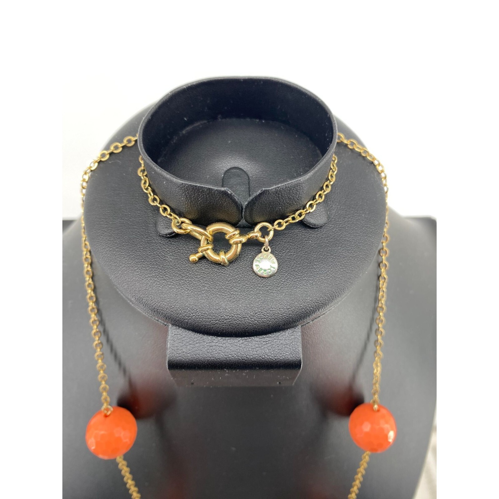 J. Crew Long Chain Faceted Rondelle Rhinestone Station Necklace Peach Fizz - View 4