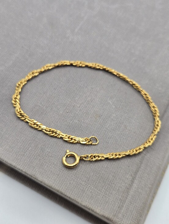 Italy 925 Sterling Silver‎ Gold Vermeil Wheat Chain Bracelet 7" 3.2g Minimalist - View 12