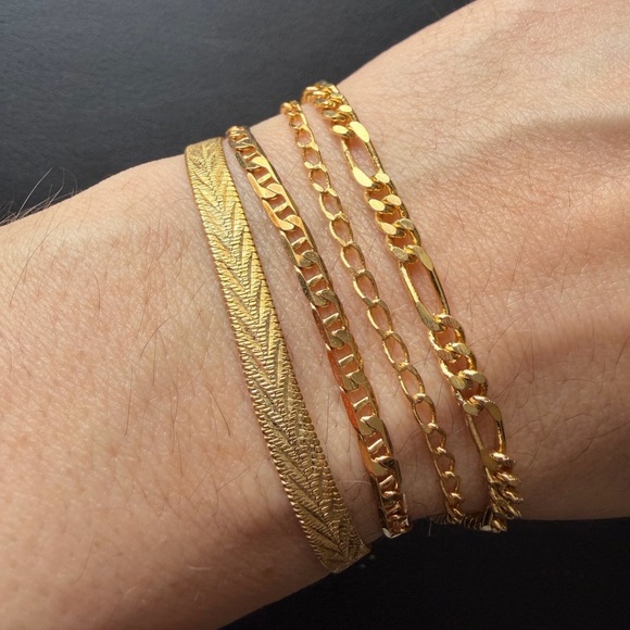 Italy 925 Sterling Silver‎ Gold Vermeil Wheat Chain Bracelet 7" 3.2g Minimalist - View 24