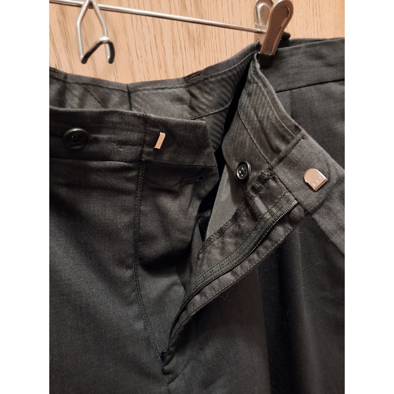 Executive Men's Wool Dress Pants Charcoal Gray Pleated‎ 38x30 Slacks Business - View 3