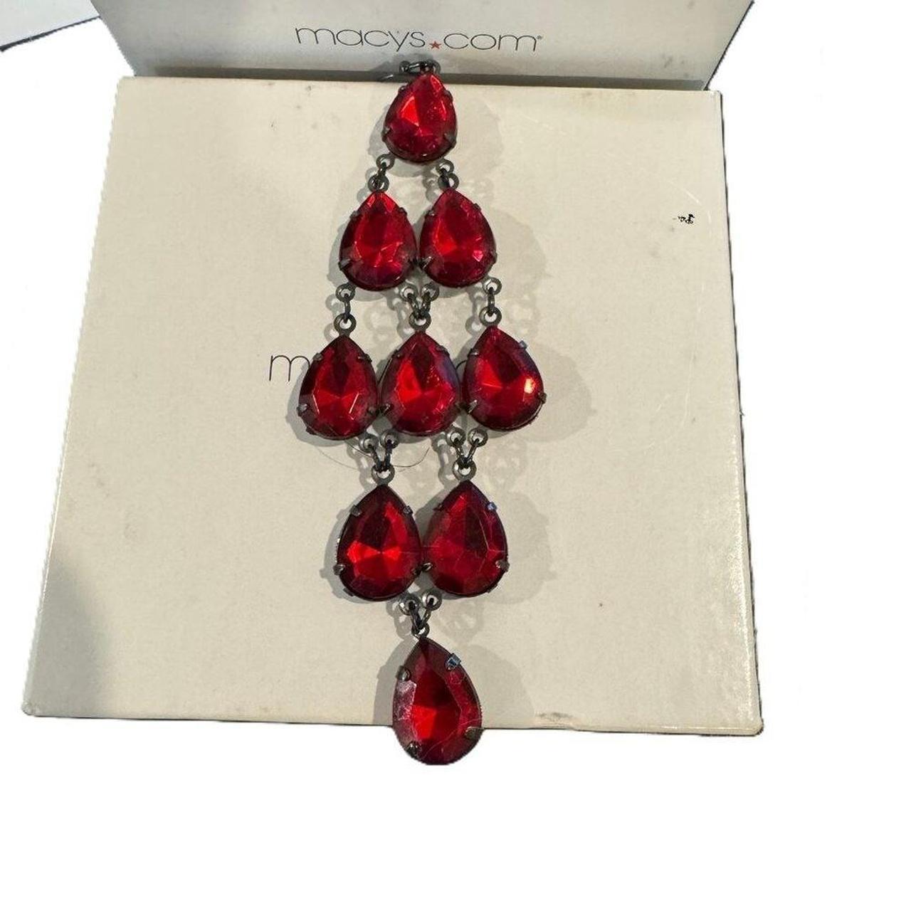 Red & Black Statement Choker Necklace & Dangle Earrings‎ Jewelry Set - View 15