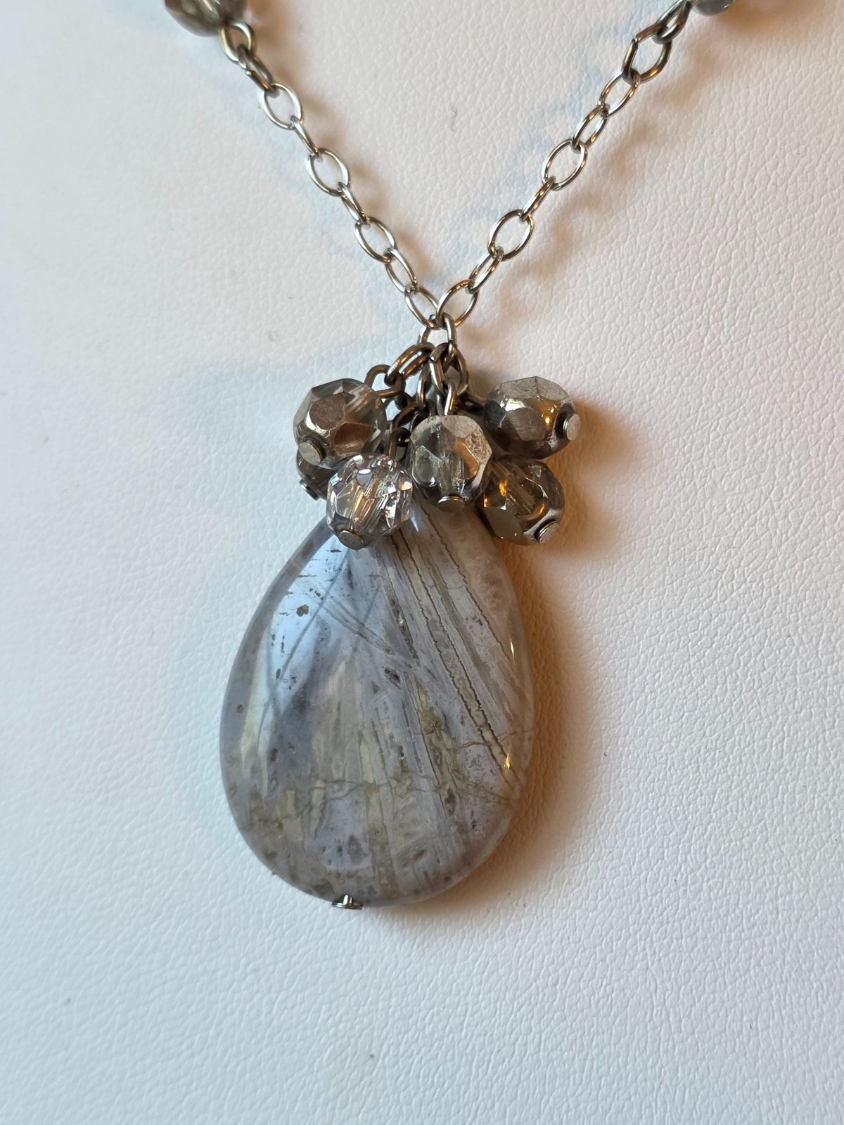 Alexis K. Silver-Tone Chain Necklace With Teardrop‎ Pendant - View 6