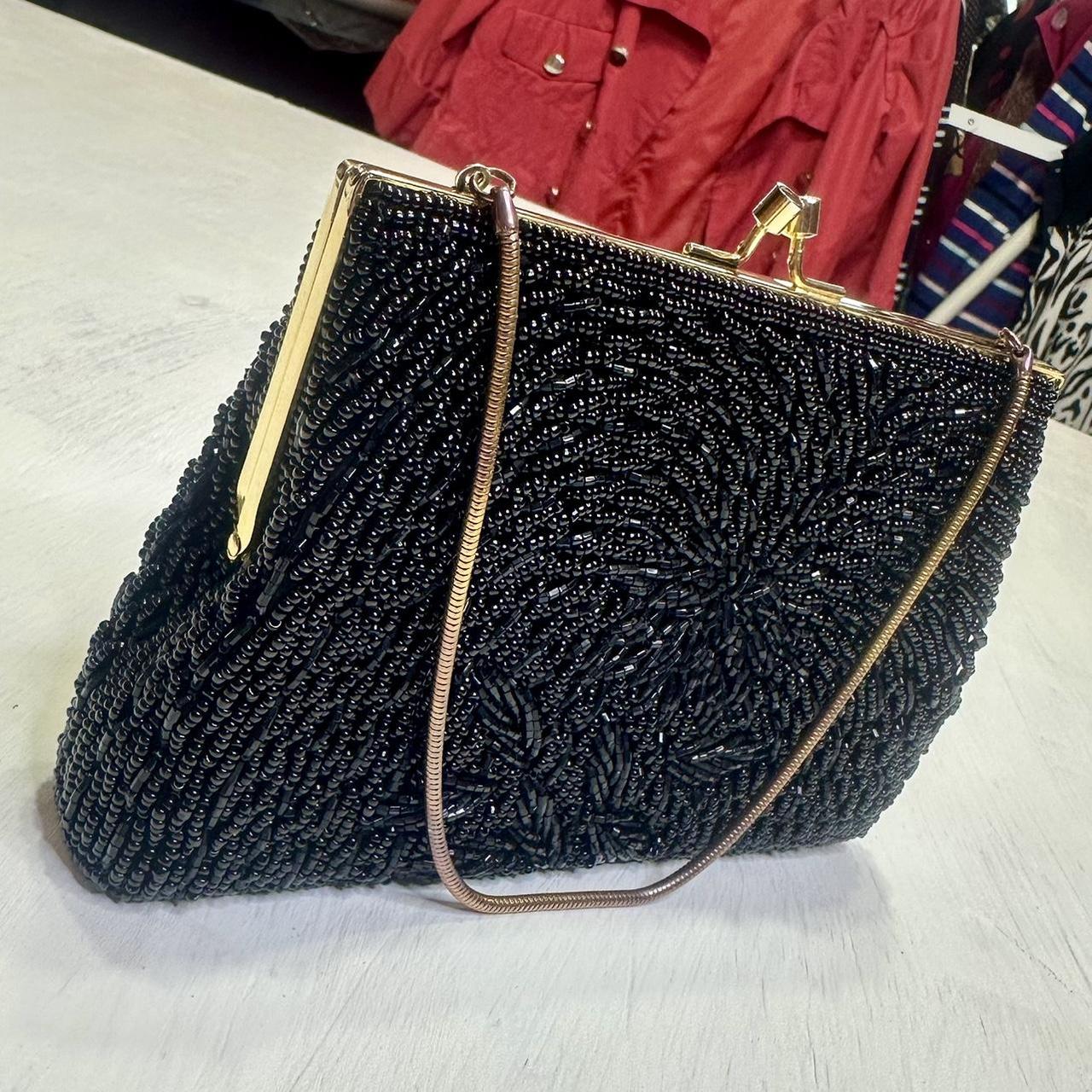 Vintage Beaded Evening Bag With Intricate Design & Chain Strap - View 17