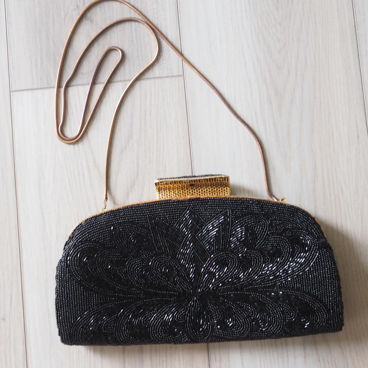 Vintage Beaded Evening Bag With Intricate Design & Chain Strap - View 18
