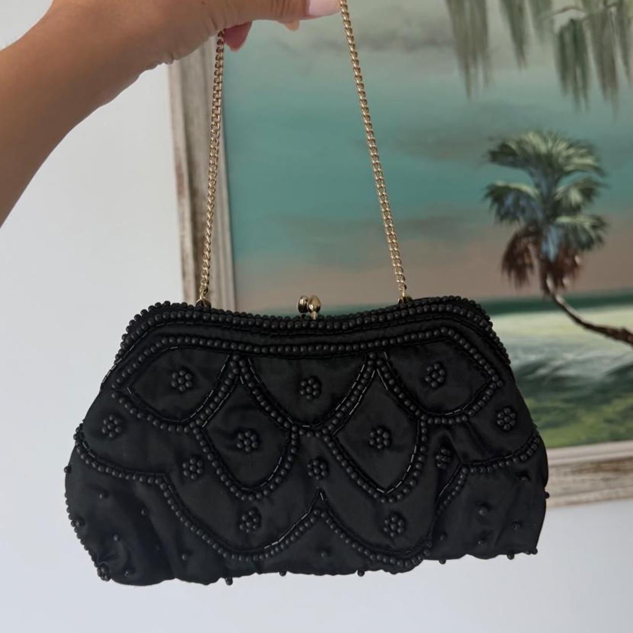 Vintage Beaded Evening Bag With Intricate Design & Chain Strap - View 23
