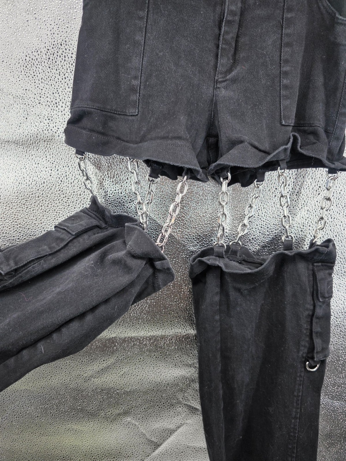 Black Chain-Linked Convertible Pants‎ With Cargo Pockets Size XXS - View 10