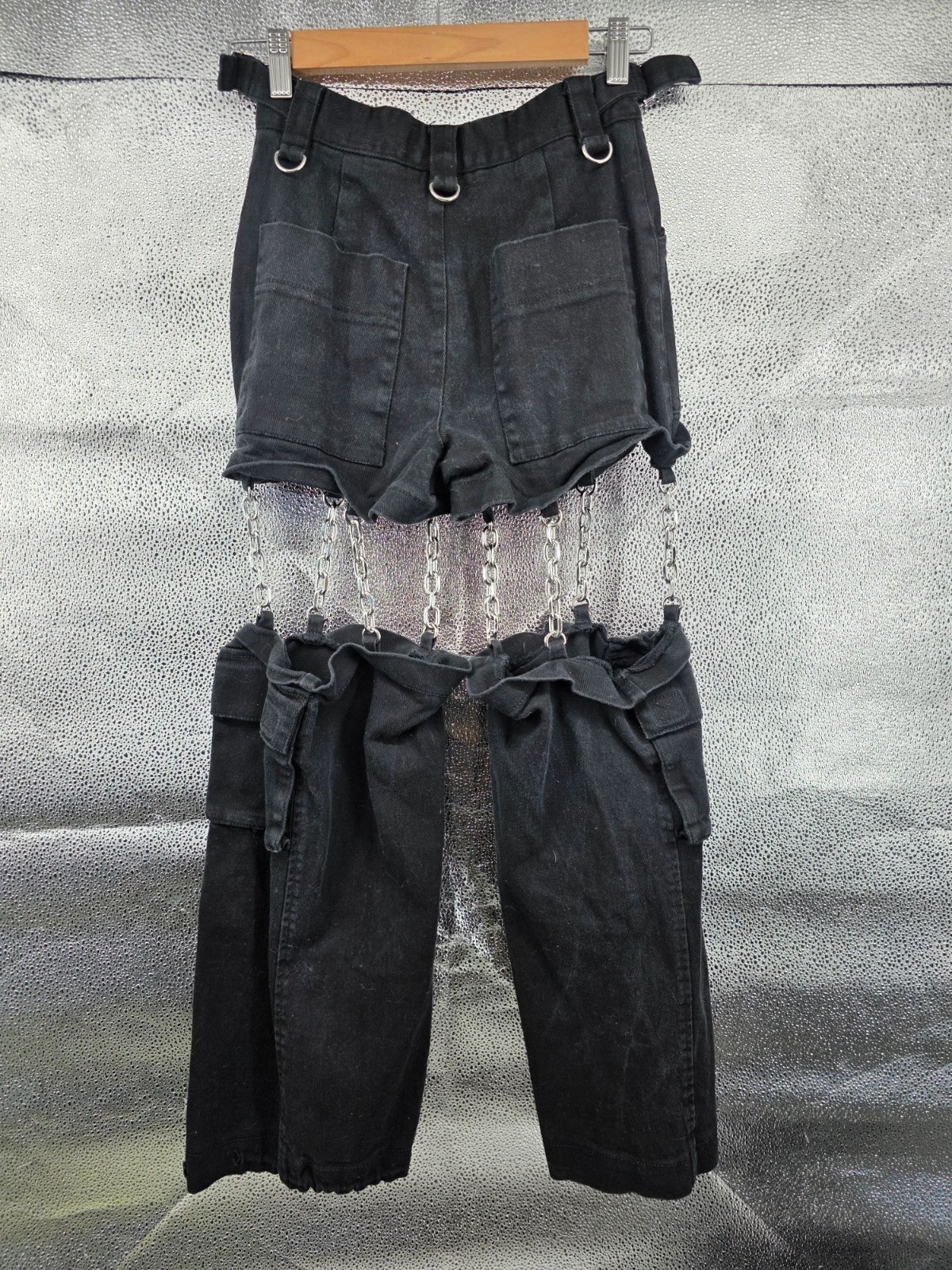 Black Chain-Linked Convertible Pants‎ With Cargo Pockets Size XXS - View 11