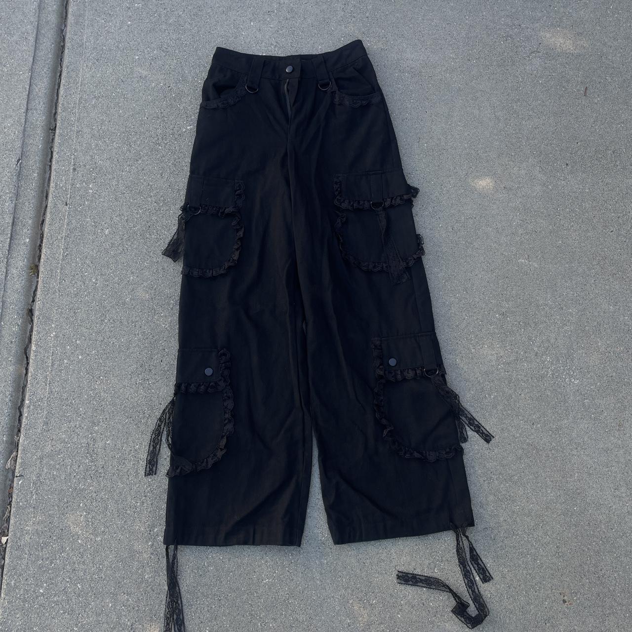 Black Chain-Linked Convertible Pants‎ With Cargo Pockets Size XXS - View 18