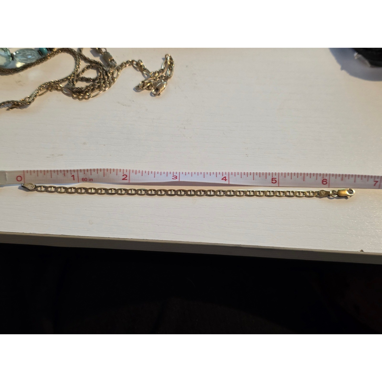 Italian Gold Vermeil 925 Sterling Silver Figaro Chain‎ Bracelet 6.5" 2.5g - View 5