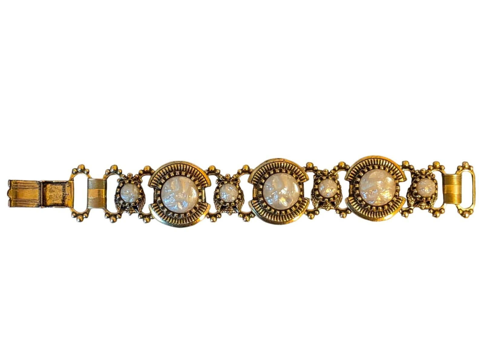 Antique Book Chain Bracelet With‎ Faux Pearl Accents