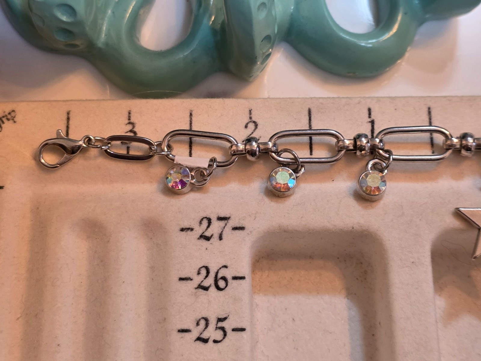 Silver Tone‎ Bracelet With Crystal Charms & "Shine Bright" Star Pendant - View 3