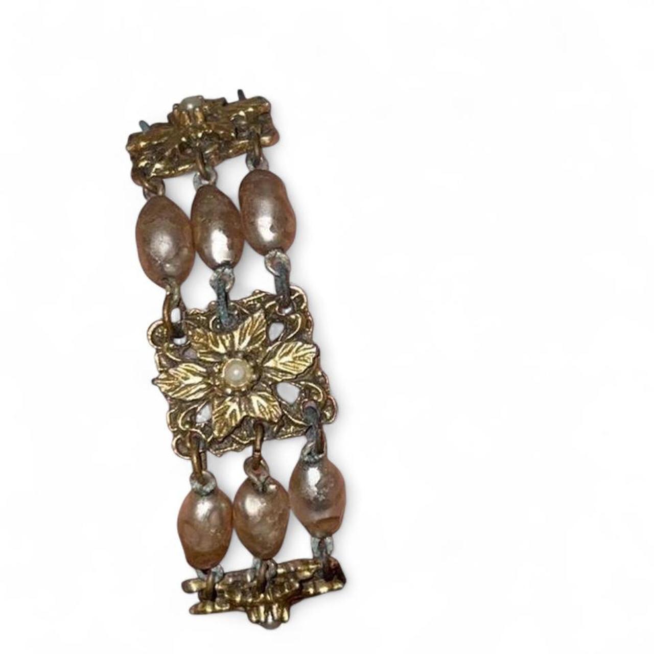 Antique Book Chain Bracelet With‎ Faux Pearl Accents - View 9