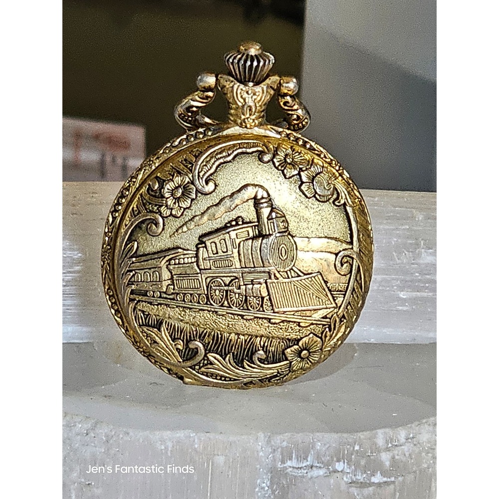 Milan Pocket Watch with Chain-link Necklace 39-46" Steam Punk‎ Antique Gold
