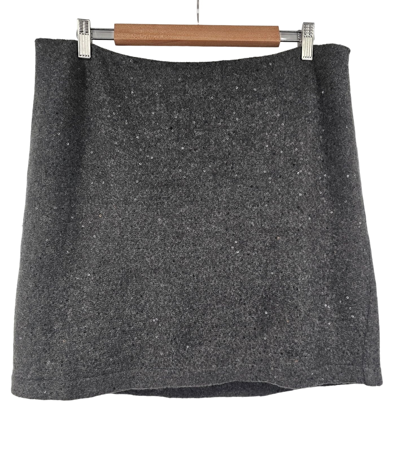 J.Jill‎ Charcoal Sequin Wool Blend Mini Skirt 12 Petite NWOT - View 3