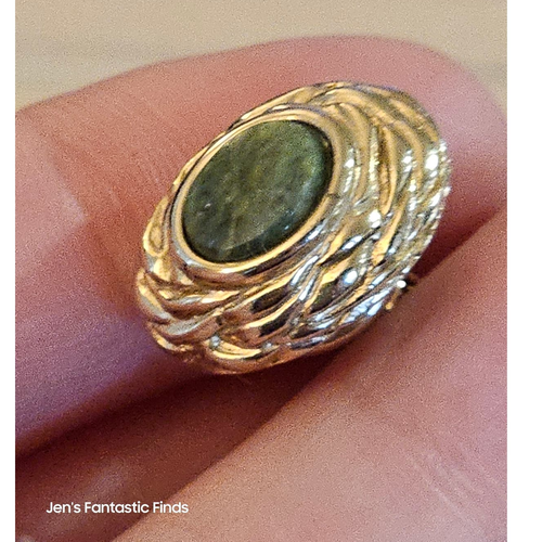 Vintage Green Jade &‎ Gold Toned Tie Scarf Pin - View 3